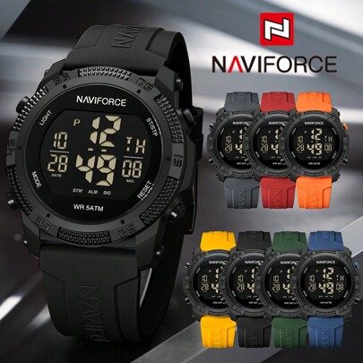 NAVIFORCE Digital Watch   Sport Silicone Strap Men Wristwatch Top Brand Luxury Original LED Stopwatch Alarm Date Week Multifunction Waterproof Male Electronic Clock Gift 7104