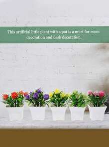 5 piezas de plantas artificiales en maceta, flores falsas, plantas y macetas de simulación mini adecuadas para decoración de mesa de boda y hogar - Multicolor - Ver 6