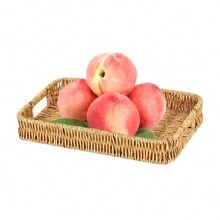 1 Pc Rattan Serving Tray Decorative Display Tray Table Storage Tray Toilet Tank Paper Tray Desktop Organiser Tray For Kitchen, Makeup Vanity Napkin Candle Ornament - Brown - View 4