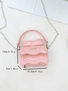 Kid's Fashionable Mini Shoulder Bag With Bowknot, Chain And Versatile Crossbody Bag For Little Girls - Pink - View 3