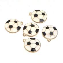 5入組/包繪製合金運動球形首飾吊墜，適用於DIY手鍊/項鍊/胸針製作 - 彩色 - 查看 10
