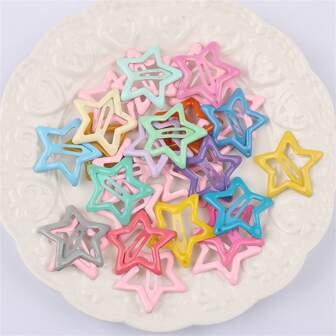 30pcs Star Shaped Hair Clips In Macaron Colors For Girls, Cute Candy-Colored Hairpins For Fringes And Edges,Dopaminey2k