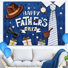 1入組Happy Father's Day背景幕布，我愛爸爸父親節派對裝飾家庭照相亭感謝爸爸節日襯衫領帽閃亮背景拍攝橫幅 - 款式 C - 查看 6