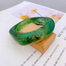 1 Pieza Brazalete De Acrílico Exagerado Con Patrón De Mármol De Estilo Europeo Y Americano Adecuado Para Usar Diariamente En Mujeres Y En Fiestas De Baile