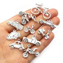 20 chiếc Mặt dây chuyền bằng kim loại trang trí xe đạp xe máy xe tải xe cổ mạ bạc DIY Phụ kiện trang sức thủ công - Màu Bạc Cổ - Xem 5