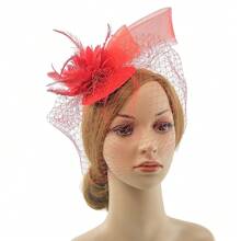 1pc Fascinators For Women Tea Party Headband Hat Flower Mesh Ribbons Feathers Hair Clip Veil Fascinator For Wedding Cocktail Headband Hair Accessories Halloween