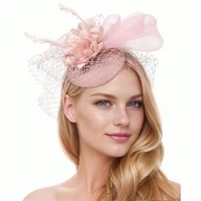 1pc Fascinators For Women Tea Party Headband Hat Flower Mesh Ribbons Feathers Hair Clip Veil Fascinator For Wedding Cocktail Headband Hair Accessories Halloween
