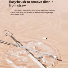 Set de 6 piezas de estante y cepillo secador de biberones con limpiador de silicona para biberones, tetinas y pajillas, portátil con estante de drenaje - Rosa - Ver 5