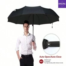1 pièce Parapluie entièrement automatique uni, refroidissement d'été, plage, voyage