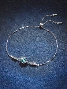 1 peça Pulseira Doce e Versátil de 1 Quilate de Moissanite Azul em Prata de Lei 925, Adequada para Mulheres Usarem em Ocasiões Diárias, Festas e Dia a Dia, Presente de Joia para o Dia das Mães