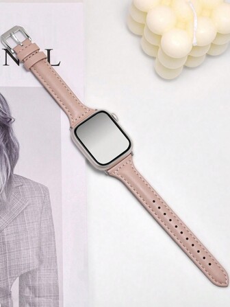 1pc Leather Sport Band Compatible With Apple Watch 45mm 49mm 38mm 40mm 41mm 42mm 44mm 46mm, Solid Color Strap Compatible With Apple Watch Series Ultra SE 11 10 9 8 7 6 5 4 3 2 1 Accessories