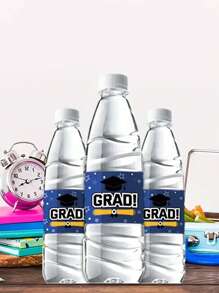 6張畢業紀念礦泉水貼紙，畢業派對防水貼紙，畢業標籤水樽貼紙，畢業祝賀水樽貼紙，畢業帽貼花，以及防水包裝標籤，適用於大學畢業派對用品，畢業禮物，婚禮派對禮物袋 - 藍色 - 查看 2