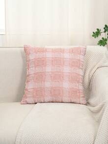 1 件双色格子镂空抱枕套，舒适装饰枕套，适用于卧室沙发，不含枕芯