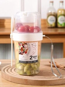 1入組560毫升便攜式沙拉杯，附叉子和蓋子，厚實透明的水果蔬菜輕量級食品容器，適用於學校，辦公室等。 - 彩色 - 查看 12