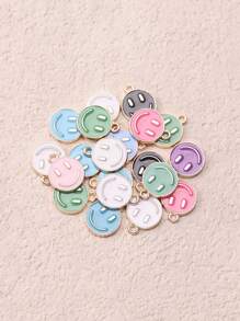 20pcs Mixed Color Zinc Alloy Emoticon Design Bead For Diy Necklace, Bracelet Making