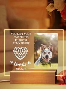 1PC Acrylic Personalized Pet Commemorative Gift Dog Commemorative Gift Lost Pet Commemorative Gift Dog Night Light Customized Dog Commemorative Plaque Cat Commemorative Photo Frame Pet Condolence Gift - Yellow - View 5