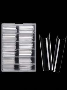 Mixed-Size Full Cover False Nail 5XL Press On Acrylic Nails Extra Long Transparent Ballet Square  Coffin Nail European American Style DIY