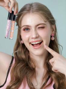 Misslyn 3 piezas, CREMA LABIAL HOLO SHINE, brillo de labios, set de maquillaje de labios de glaseado de agua. Coletero como regalo. No pegajoso, alto brillo, acabados en crema y perla, color altamente pigmentado y brillo instantáneo, brillante, labial sin peso y acabado no pegajoso