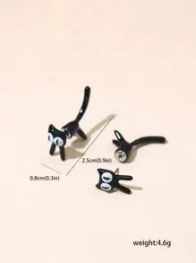 Bông tai thiết kế mèo - màu đen - Xem 3