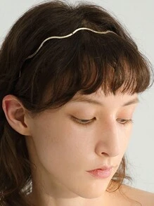 1 pieza Aro metálico ondulado para el cabello, diadema de mujer simple y versátil para lavarse la cara, diadema de metal sólido para maquillaje, máscara, diadema, diadema, aro para el cabello