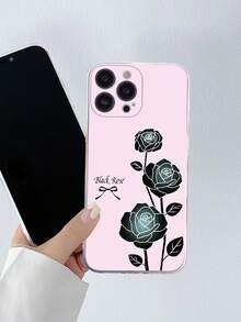 1入組多彩半透明TPU薄型殼，印有精緻玫瑰花紋圖案，適用於iPhone - 彩色 - 查看 1