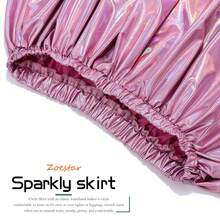 Zoestar Rave Outfits Skirt Metallic Mini Skirt Colorful Flared Pleated Skirt Costume Dance Skirt For Women And Girls - Hồng - Xem 4