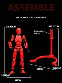 T13 Action Figure Assembly Model-Multi-Jointed Movable Robot, 3D Printed Human Body Model, (With Stand, 7 Replaceable Weapons, 3 Gloves, Needs To Be Assembled By Yourself) - Yellow - View 9