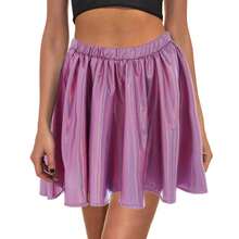 Zoestar Rave Outfits Skirt Metallic Mini Skirt Colorful Flared Pleated Skirt Costume Dance Skirt For Women And Girls - Hồng - Xem 1