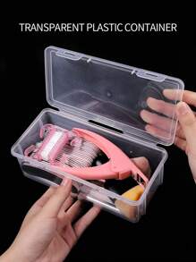 Caja rectangular de plástico PP para almacenar herramientas de manicura, que incluye limas de uñas, bolígrafos de uñas y esponja removedora, caja de almacenamiento transparente para joyas y otros artículos pequeños - transparente - View 4
