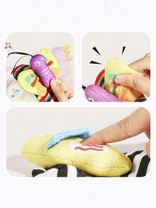 1 set de 4 piezas de sonajeros decorativos de animales de dibujos animados de peluche lindo para bebé recién nacido, incluye sonaja con forma de pulsera para la muñeca y calcetines con sonajas - Multicolor - Ver 5