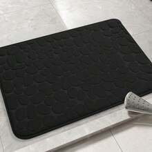 1 pieza/3 piezas Alfombra de baño de piedra negra con relieve, esponjosa, de alta elasticidad y absorbente, antideslizante. Juego de 1 pieza o 3 piezas. Alfombra decorativa para el baño, alfombra de baño, alfombra de piso, alfombra exterior, felpudo de entrada, decoración de otoño, accesorios de baño, decoración de entrada