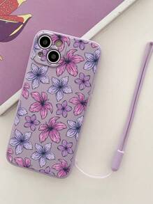 1 Stück modisches, mattes Handyhülle mit Blumenmuster und Lanyard, kompatibel mit Apple, Samsung und Xiaomi Redmi Serie