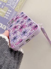 1 Stück modisches, mattes Handyhülle mit Blumenmuster und Lanyard, kompatibel mit Apple, Samsung und Xiaomi Redmi Serie