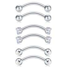 3-8Pcs 16g 10mm Rook Piercing Jewelry Rook Earrings For Women Eyebrow Rings Surgical Steel Vertical Labret Jewelry Curved Barbell Snug Daith Surface - Multicolor - View 13