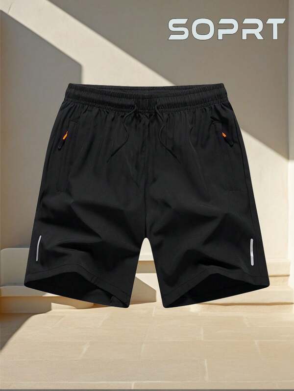 1 pieza Pantalones cortos casuales y sueltos de pierna recta para hombre, de verano