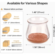 Protetor de Silicone Para Pés de Cadeiras e Mesas, Alta Transparência Cobre , Proteger O Chão Para Reduzir Ruído , Fácil De Mover - Marrom - Visão 5
