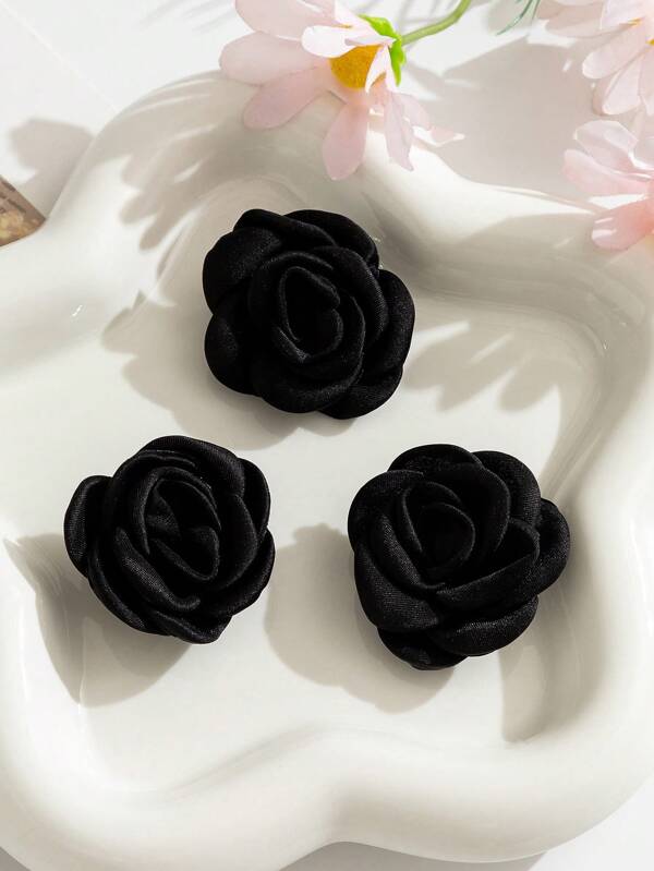 3pcs Beige Rose Hair Clips Set, Suitable For Vacation, Going Out Or Home Use Valentine's Day Valentines Claw Clips Hair Claws Hair Barrettes, School Stuff