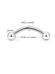 AVYRING 10pcs 16G Stainless Steel Curved Barbell Tiny Eyebrow Ring Lip Jewelry Ear Rook Navel Small Belly Button Ring For Women Men 6mm/8mm/10mm/12mm