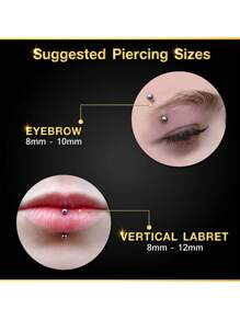 AVYRING 10pcs 16G Stainless Steel Curved Barbell Tiny Eyebrow Ring Lip Jewelry Ear Rook Navel Small Belly Button Ring For Women Men 6mm/8mm/10mm/12mm