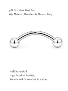AVYRING 10pcs 16G Stainless Steel Curved Barbell Tiny Eyebrow Ring Lip Jewelry Ear Rook Navel Small Belly Button Ring For Women Men 6mm/8mm/10mm/12mm