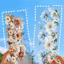 6pcs/Set Beautiful Flowers UV DTF Transfer Sticker Libbey Glass Cups Diy Wrap Transfer Sticker For 16oz Glass Cup Waterproof Sticker Bottle Sticker Adhesive Sticker-