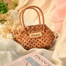 1PC Basket Wicker Bamboo Baskets Flowers Bamboo Basket Baskets Decorative Flower - Multicolor - View 7