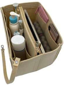 Wallet Organizer Insert Bag Made Of Felt With Zipper And Keychain Suitable For Tote Bag Handbag Backpack. Helps To Quickly Switch And Organize Personal Belongings. (Tote Bag Not Included) Organiser