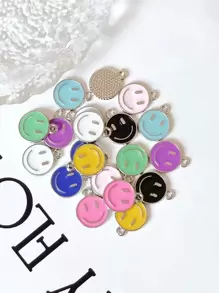 20pcs Mixed Color Zinc Alloy Emoticon Design Bead For Diy Necklace, Bracelet Making
