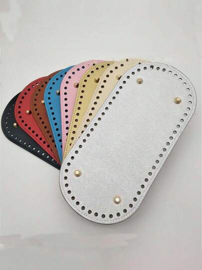 1 Stück handgeflochtener ovaler Taschenboden, PU-Taschenboden-Halter, DIY Handtasche ovaler Bodenteller-Halter, Häkelwerkzeuge 22*10cm langer Boden für gestrickte Tasche, PU-Taschenbasis, handgefertigter Boden mit Löchern, DIY Häkeltaschenboden Zubehör
