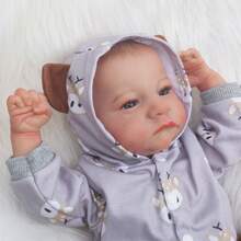 Reborn Baby Dolls Boy - 17 Inch Anatomically Correct Realistic Newborn Doll Eyes Open Baby Real Life Full Vinyl Body With Gift Box For 3+ Kids - Grey - View 1