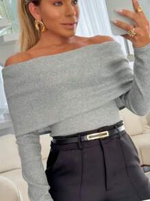 Women Knit Tops - 灰色 - 查看 1