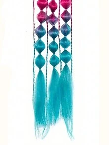 2 Packs 26-Inch Multicolor Festive Elastic Lantern Foam Braided Synthetic Hair Ponytail Extension For Daily Use - Multicolor - View 4