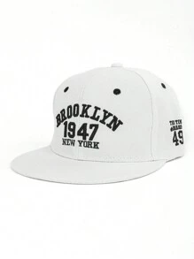 1顶青少年平沿个性化刺绣数字嘻哈帽，大帽檐防晒户外帽，情侣休闲街头棒球帽 - 多色 - 查看 4