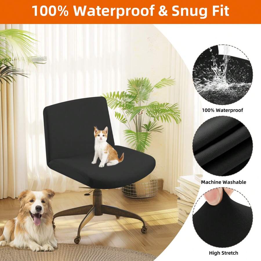 Armless Chair Slipcover, Waterproof Criss Cross Chair Cover, Office